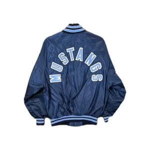 Vintage DeLong Mustangs Football Jacket Size Large MC Kinney Rogan Made In USA - Picture 1 of 19