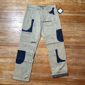 Vintage Marithe Francois Girbaud Jeans Size 36 Baggy Patchwork Denim Hip Hop NOS - Picture 1 of 21