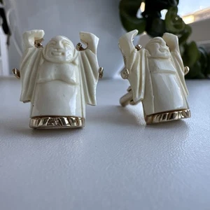 Vintage Happy Buddha Figural Cufflinks by Swank - Picture 1 of 5