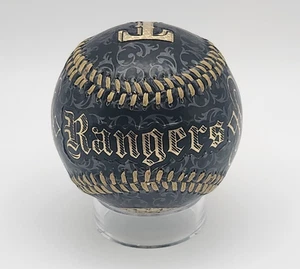 Texas Rangers MLB 2012 cuero béisbol recuerdo coleccionable negro y dorado - Imagen 1 de 5