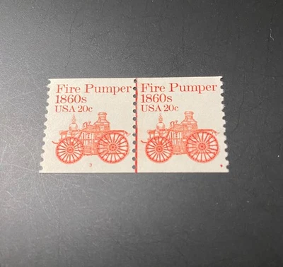 U.S. Scott #1908 Transport Series - Fire Pumper Line Pair Plate #3 MNH w/error - Image 1 of 2