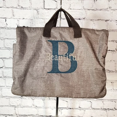 Thirty-One Super Swap-It Pocket Mocha Tote "B" "Beautiful" Turquoise  - Image 1 of 4