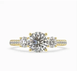 Wedding Ring 1.50 Ct Round Cut IGI Certified Lab Grown Diamond 18K Yellow Gold - Picture 1 of 9