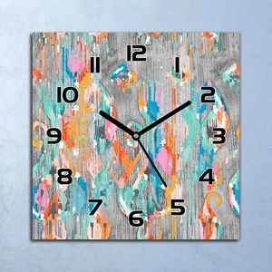 Glass Wall Clock Home Decor Living room Modern Graffiti Abstract white 30x30 - Picture 1 of 6