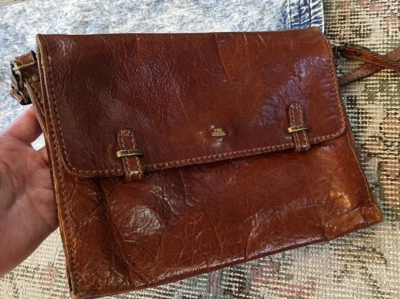 Bolso de Hombro Bandolera The BRIDGE Vintage Cuero Italiano Marrón como está 11" x 9" Foto 1 de 4