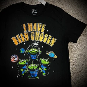 TOY STORY ALIENS T-SHIRT "I Have Been Chosen" Black Green Orange Big Logo ADULT - Picture 1 of 4