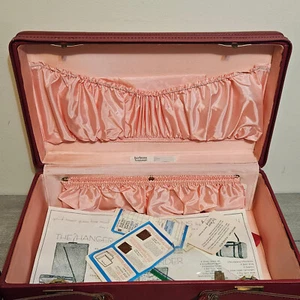 Vintage Strapped Hartmann Suitcase Luggage Red 21” x 12” x 7” Pink Interior KEYS - Picture 1 of 21