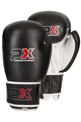 PX  Profi Boxhandschuhe schwarz-weiß Leder - Bild 1 von 4