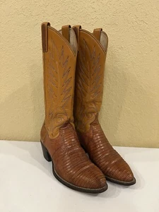 Vtg 80s 4/80 Dan Post Women's 6 Peanut Color Exotic Lizard Cowboy Boots USA MADE - Picture 1 of 14