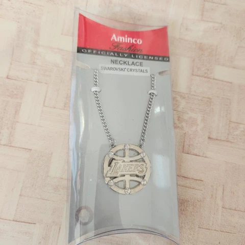 2005 Aminco necklace swarvoski crystals necklace silver tone LAKERS NBA n2 Cover