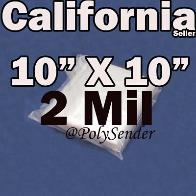 100 Reclosable 10" x 10" Zip Bags 2Mil Clear Poly Plastic Lock able 10x10 Zippy - Image 1 of 4