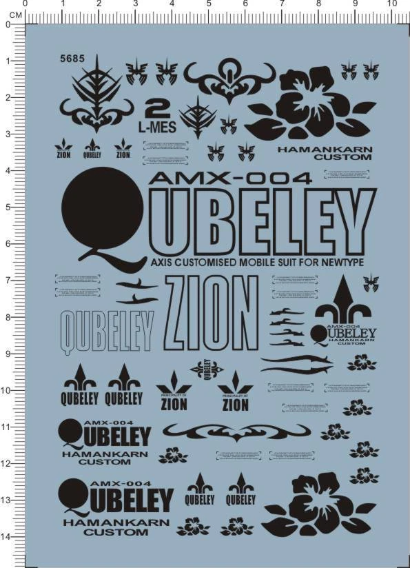 Detail Up MG 1/100 AMX-004-3 Qubeley Mk-II GDM Fgiure Markings Water Decal Black - Image 1 of 1