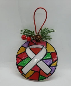 Cinta Blanca Concientización Adorno de Navidad Anti-Guerra, Holocausto, Osteoporosis, RTF - Imagen 1 de 9
