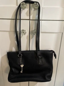 FOSSIL 75082 Black Pebbled Leather Purse Shoulder Tote  Bag  - Picture 1 of 16