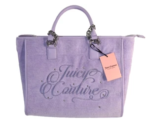 Y2K Juicy Couture Purple Terry Cloth Hand Shoulder BEACH Tote BAG Carryall NWT - Picture 1 of 17