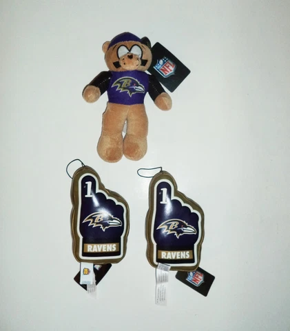 BALTIMORE RAVENS Lot of 3 Plush Toys #1 Fan Finger & Bear *NEW WITH TAGS* Cover