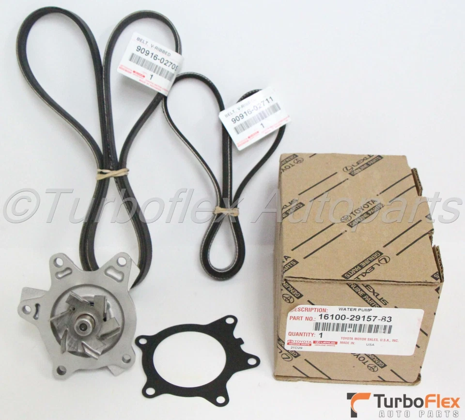 Scion xA xB 2004-2006 Water Pump Drive Belt Kit Genuine 90916-02705 90916-02711 - Image 1 of 4