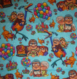 Disney “UP” Mr Carlson Ellie Russell Dug Kevin House with Balloons Fabric - Picture 1 of 3
