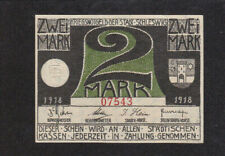 2 MARK EXTRA FINE EMERGENCY ISSUED NOTE FROM GERMANY/SCHLESWIG 1918
