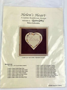 Helen's Heart Ribbon Embroidery Pattern Lynne Redderson Design Rainbow Gallery - Picture 1 of 5