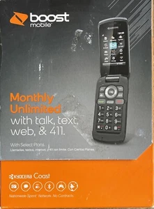 Boost Mobile Kyocera Coast KYS2151ABB Black Flip Cellular Phone Open Box——-20 - Picture 1 of 5
