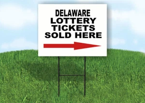DELAWARE STATE LOTTERY TICKETS RECHTER PFEIL Hofschild mit Ständer RASENSCHILD einzeln - Bild 1 von 5