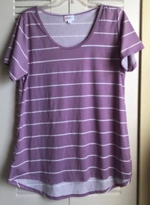 Lularoe Large lila & weiß gestreiftes Irma Shirt ~ Top Gebrauchtzustand ~ - Bild 1 von 5