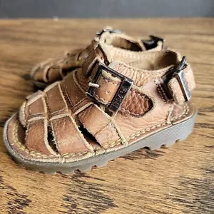 Dr Martens Fisherman sandal 1990s Leather Vintage Sz 6 Child Baby Shoe DM's Rare - Picture 1 of 11