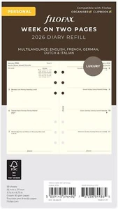 Filofax Personal Week On Two Pages Diary Refill 2026 Multi Language Various Col - Picture 1 of 4