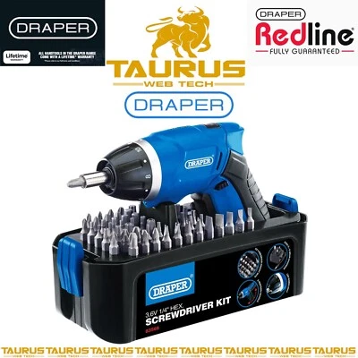 3.6V DRAPER Cordless Li-ion Screwdriver Kit 1/4" Hex Drive LED Work Light DIY UK - Image 1 of 4