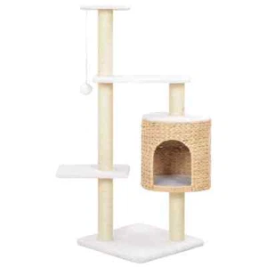 Cat Tree with Sisal Scratching Post Seagrass Natural Wood Scratch Pole vidaXL - Picture 1 of 5