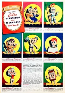 MALTA DE CHOCOLATE OVALTINO — VITAMINAS Y MINERALES IMPORTANTES — ANUNCIO IMPRESO DE DIBUJOS ANIMADOS 1939 - Imagen 1 de 1