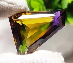 100 % Natural Ametrine Bi Color Multi Fancy Cut Pendent Size 19x27x12mm 42Ct - Picture 1 of 7