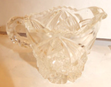 Vintage MINI CREAMER PITCHER Lead Crystal 4 oz Capacity CUT GLASS Saw Tooth Edge