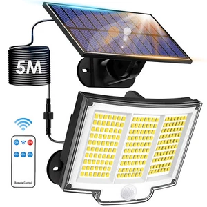 210 LED Solar PIR Motion Sensor Wall Light Outdoor Garden Security Flood Lamp - Picture 1 of 10
