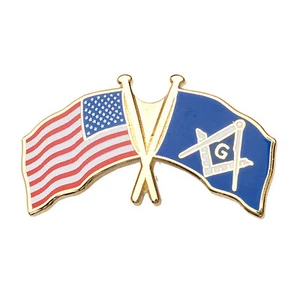 New Masonic USA Crossed Flag Masonic Freemasons Badge - Picture 1 of 1