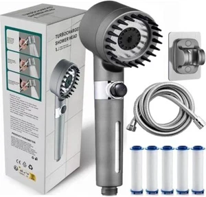 Soffione Doccia Filtrato Gocce Ioniche con Tubo - Soffione Doccia Portatile per Acqua Potenziata - Foto 1 di 6