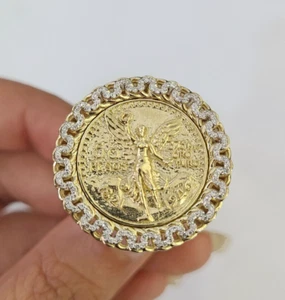 10k Diamond 50 Pesos Ring 1947 Mexico Mexican Mens Yellow Gold - Picture 1 of 5
