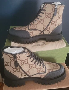 NEU AUTHENTISCH GUCCI MAXI GG STOFF STIEFELETTE "BEIGE EBENHOLZ HERREN GUCCI 12 (US 12,5 - Bild 1 von 5