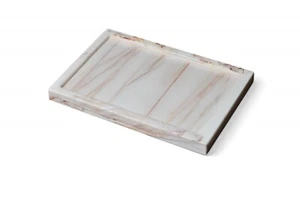Bandeja para servir mármol 100 % natural bandeja de almacenamiento de mármol de lujo para decoración del hogar piedra - Imagen 1 de 8