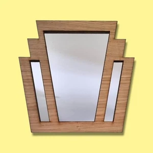 Wood Framed Mirror, Square Art Deco Fan - Wood Options - Picture 1 of 3