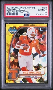 2024 Bowman U Zaffiro Nico Iamaleava 1° Bowman Giallo/75 PSA 10 Gemme Quantità Ottime Condizioni - Foto 1 di 2