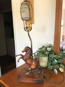VTG Breyer King Classic Rearing Stallion Lamp Working Wood Base No Shade - Picture 1 of 6