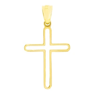 14 Karat Gelbgold umrandet Kreuz Charm Anhänger 1,2 Zoll 1,5 Gramm - Bild 1 von 4