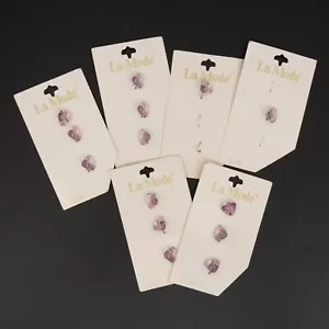 Vtg La Mode Buttons on Cards Lilac Purple Triangular Clear 14 Total Buttons - Picture 1 of 6