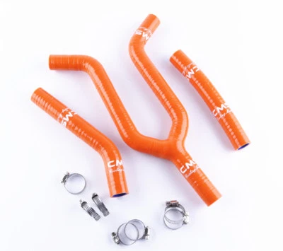 KTM 125 200 EXC 1998-2002 PERFORMANCE SILICONE RADIATOR HOSES ORNAGE - Image 1 of 4