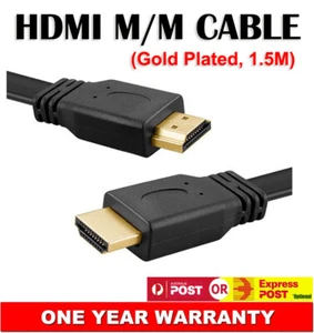 Flat HDMI Cable Lead High Speed With Ethernet v1.4 FULL HD 4K 3D ARC Gold Plated - Picture 1 of 4