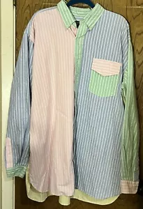 Polo Ralph Lauren uomo Oxford camicia divertente righe pastello grande e alta 2XLT Pasqua - Foto 1 di 6