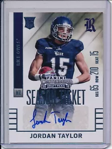 2015 Contenders Draft Picks JORDAN TAYLOR RC Auto Rice Owls #203 - Picture 1 of 3