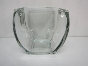Libbey Heavy Glass Vase Clear Curved Tapered Large Square Votive Bowl 4.75" New - Picture 1 of 9